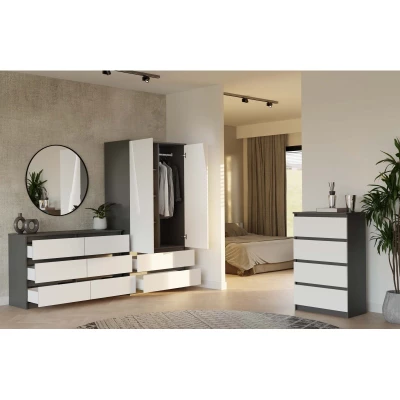 Široká komoda se zásuvkami TAAVI - antracitová / bílá