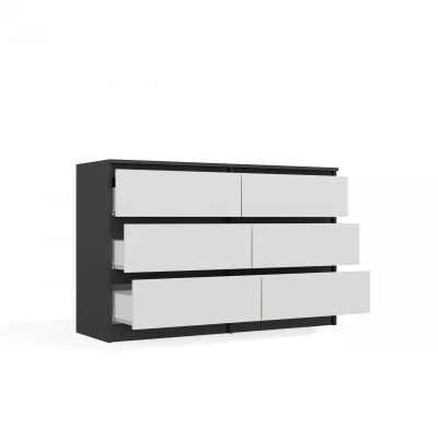 Široká komoda se zásuvkami TAAVI - antracitová / bílá