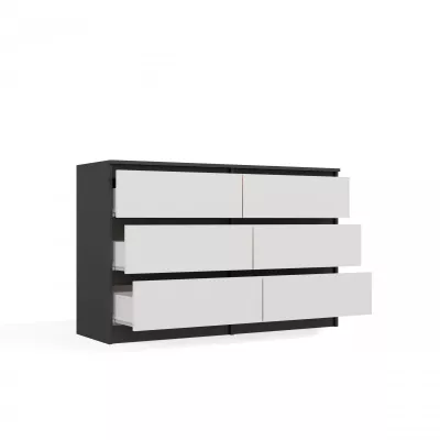 Široká komoda se zásuvkami TAAVI - antracitová / bílá