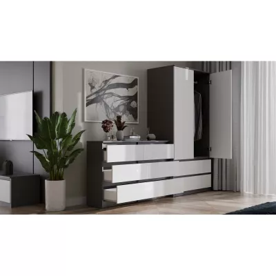 Široká komoda se zásuvkami TAAVI - antracitová / bílá