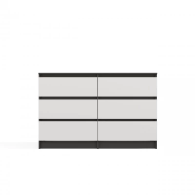 Široká komoda se zásuvkami TAAVI - antracitová / bílá