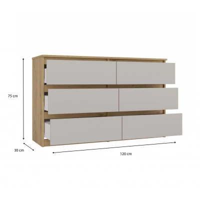 Široká komoda se zásuvkami TAAVI - dub artisan / kašmír