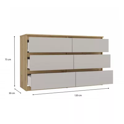 Široká komoda se zásuvkami TAAVI - dub artisan / kašmír