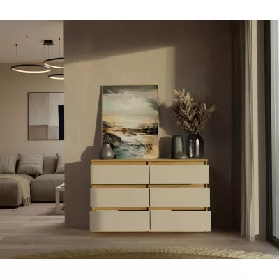 Široká komoda se zásuvkami TAAVI - dub artisan / kašmír