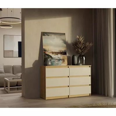 Široká komoda se zásuvkami TAAVI - dub artisan / kašmír