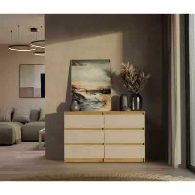 Široká komoda se zásuvkami TAAVI - dub artisan / kašmír