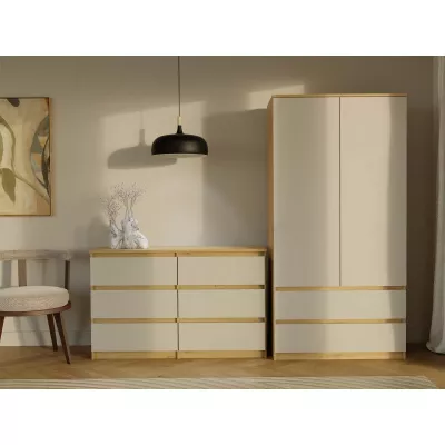 Široká komoda se zásuvkami TAAVI - dub artisan / kašmír