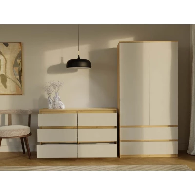 Široká komoda se zásuvkami TAAVI - dub artisan / kašmír