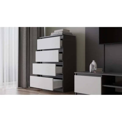 Komoda se šuplíky TAAVI - antracitová / bílá