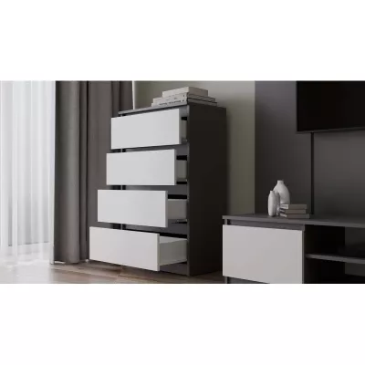 Komoda se šuplíky TAAVI - antracitová / bílá