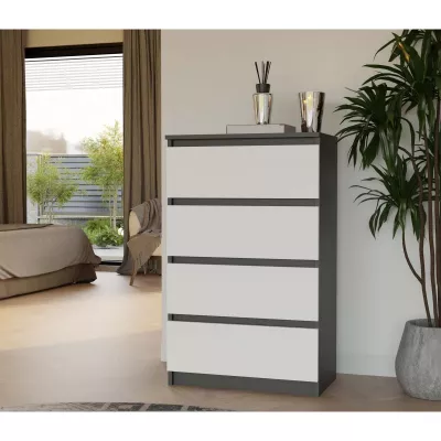 Komoda se šuplíky TAAVI - antracitová / bílá