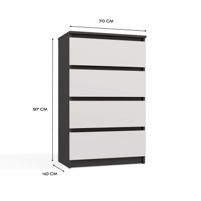Komoda se šuplíky TAAVI - antracitová / bílá