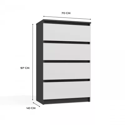 Komoda se šuplíky TAAVI - antracitová / bílá
