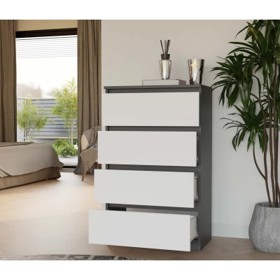 Komoda se šuplíky TAAVI - antracitová / bílá