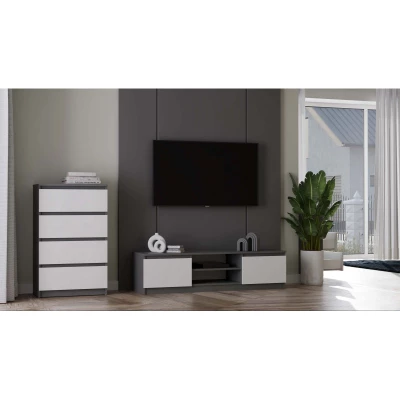 Komoda se šuplíky TAAVI - antracitová / bílá