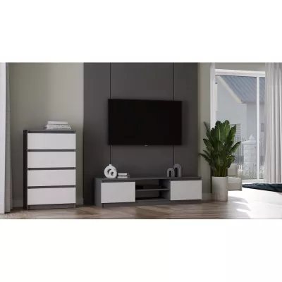 Komoda se šuplíky TAAVI - antracitová / bílá