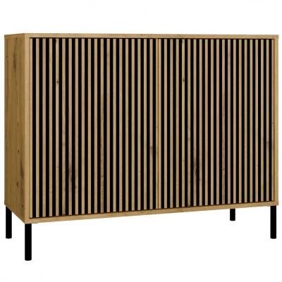 Komoda s dvířky ELBA - dub artisan / černá