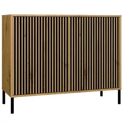 Komoda s dvířky ELBA - dub artisan / černá