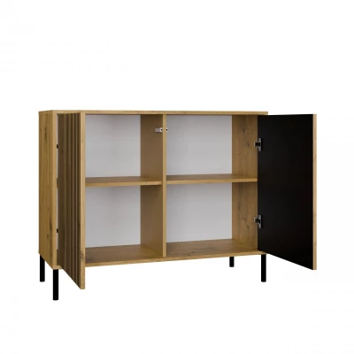 Komoda s dvířky ELBA - dub artisan / černá