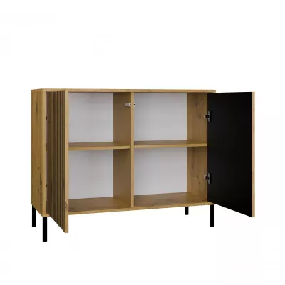 Komoda s dvířky ELBA - dub artisan / černá