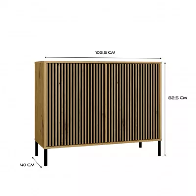 Komoda s dvířky ELBA - dub artisan / černá