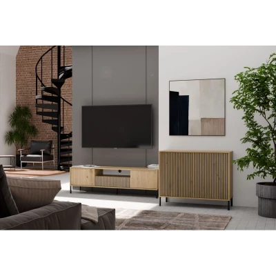 Komoda s dvířky ELBA - dub artisan / černá