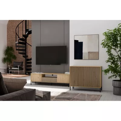 Komoda s dvířky ELBA - dub artisan / černá