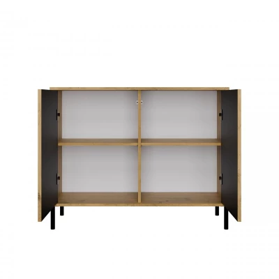 Komoda s dvířky ELBA - dub artisan / černá