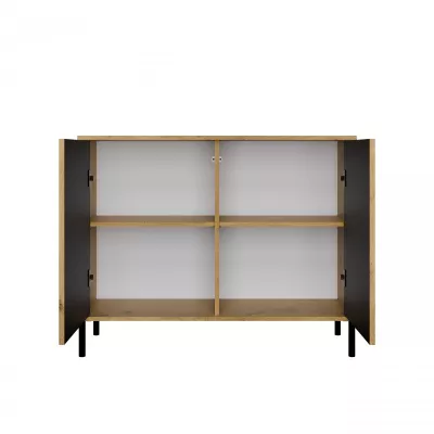 Komoda s dvířky ELBA - dub artisan / černá