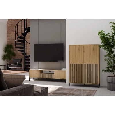 Čtyřdveřová policová skříň 104 cm ELBA - dub artisan