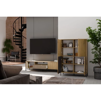 Čtyřdveřová policová skříň 104 cm ELBA - dub artisan