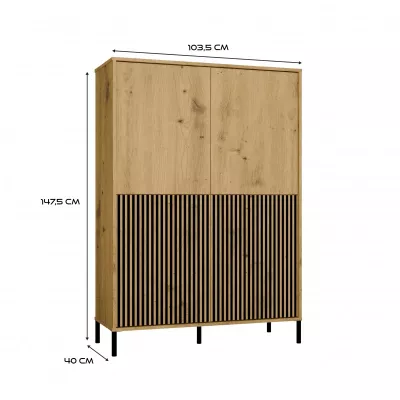 Čtyřdveřová policová skříň 104 cm ELBA - dub artisan