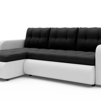 Rozkládací sedačka s úložným prostorem SANILA - bílá ekokůže / antracitová