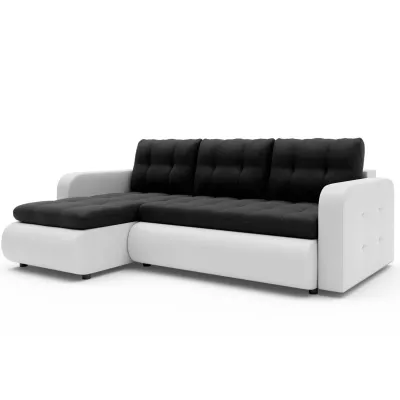 Rozkládací sedačka s úložným prostorem SANILA - bílá ekokůže / antracitová