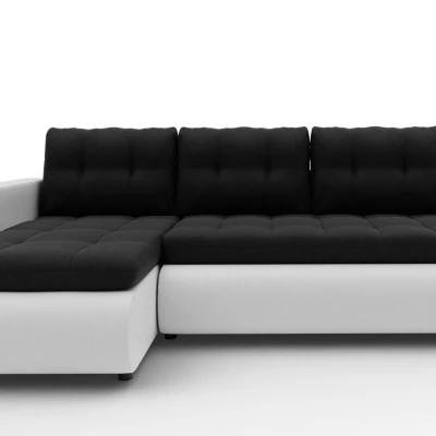 Rozkládací sedačka s úložným prostorem SANILA - bílá ekokůže / antracitová