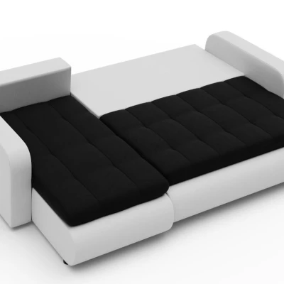 Rozkládací sedačka s úložným prostorem SANILA - bílá ekokůže / antracitová