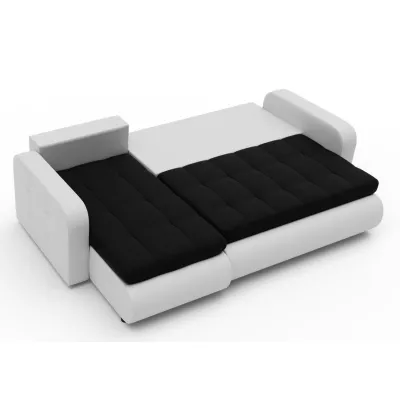 Rozkládací sedačka s úložným prostorem SANILA - bílá ekokůže / antracitová