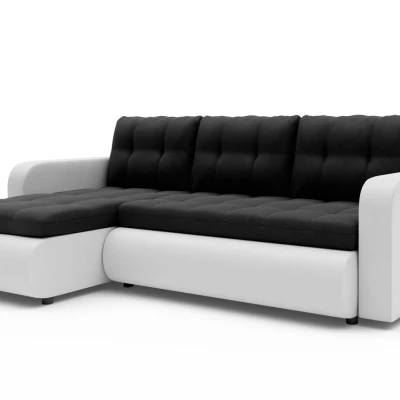 Rozkládací sedačka s úložným prostorem SANILA - bílá ekokůže / černá