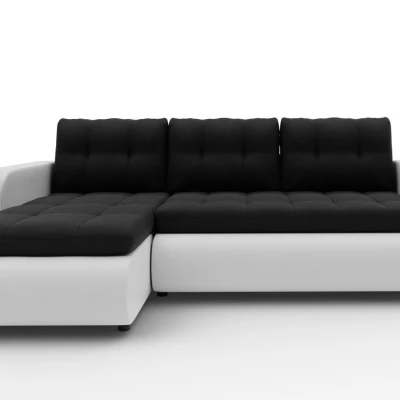 Rozkládací sedačka s úložným prostorem SANILA - bílá ekokůže / černá