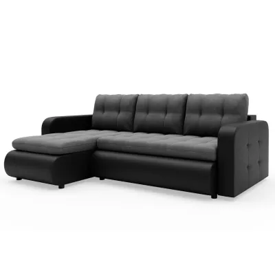 Rozkládací sedačka s úložným prostorem SANILA - černá ekokůže / šedá