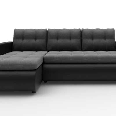 Rozkládací sedačka s úložným prostorem SANILA - černá ekokůže / šedá