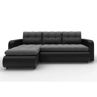 Rozkládací sedačka s úložným prostorem SANILA - černá ekokůže / šedá