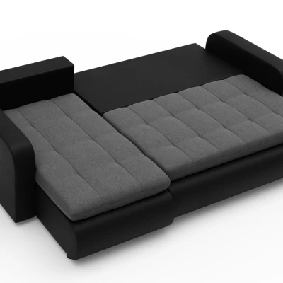 Rozkládací sedačka s úložným prostorem SANILA - černá ekokůže / šedá