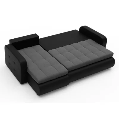 Rozkládací sedačka s úložným prostorem SANILA - černá ekokůže / šedá