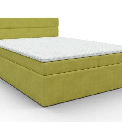 Kontinentální manželská postel s úložným prostorem 180x200 KAMELA - žlutá