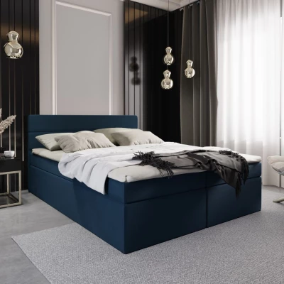 Kontinentální manželská postel s úložným prostorem 140x200 KAMELA - modrá