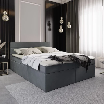 Kontinentální manželská postel s úložným prostorem 140x200 KAMELA - šedá