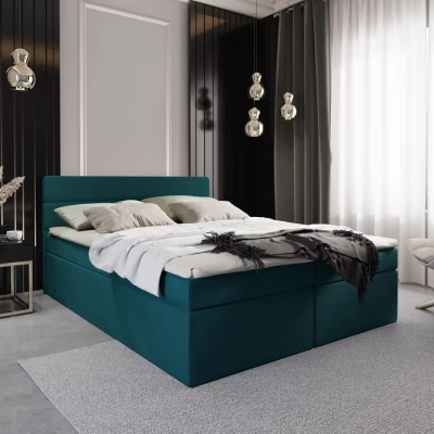 Kontinentální manželská postel s úložným prostorem 180x200 KAMELA - tyrkysová