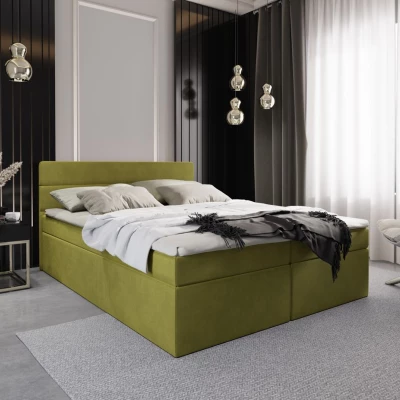 Kontinentální manželská postel s úložným prostorem 180x200 KAMELA - žlutá