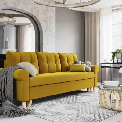 Třímístná rozkládací pohovka NAFETA - žlutá